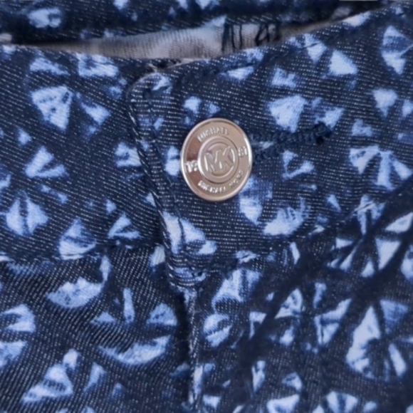 Mk Michael Kors Women's Size 6 Pants Navy Blue White Geometric Tie Dye Pattern - Picture 4 of 14